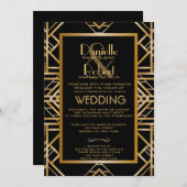 ギャツ素晴らしビー刺激を受けたアールデコ結婚式招待状 招待状 (正面/裏面)