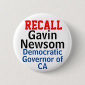 ギャビン・ニューサム カリフォルニア州民主党知事のリコール 編集 缶バッジ (正面)