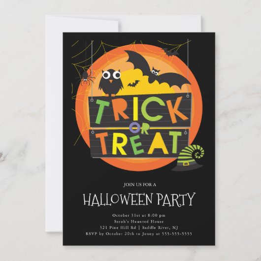 ギャラのハロウィーンをトリックまたは治療する 招待状 (正面)