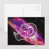 ギャラクシーピンクパープルおひつじ座 星占いマーク ポストカード (正面/裏面)