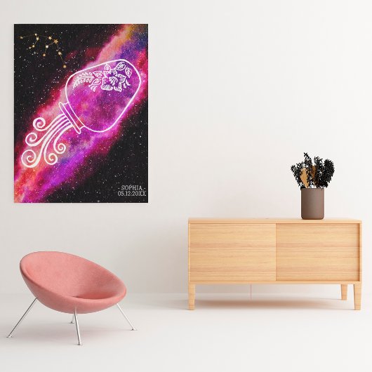ギャラクシー水瓶座のカスタマイズされた星座の壁掛けアート ポスター