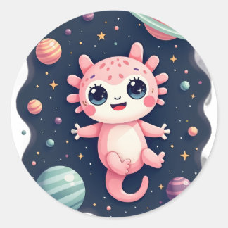 ギャラクシー アホルトル コズミックスペース かわいい - かわいいスペース ラウンドシール
