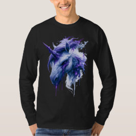 ギャラクシー+ウォーターカラー+ユニコーン長袖 Tシャツ