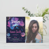 ギャラクシー スリープパーティー 黒の写真 招待状 (スタンド正面)