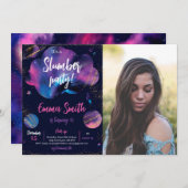 ギャラクシー スリープパーティー 黒の写真 招待状 (正面/裏面)