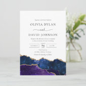 ギャラクシー ブルー パープル ゴールド アゲート 結婚式招待状 招待状 (スタンド正面)