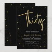 ギャラックスクリプト ブラック＆ゴールド 30歳の誕生日パーティー 招待状 (正面/裏面)