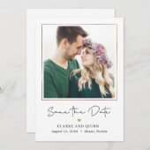 ギャラリモダンーの編集可能な色日付カードを保存 サンキューカード (正面/裏面)