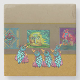 ギャラリーでの鳥たち ストーンコースター