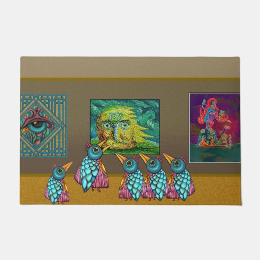 ギャラリーでの鳥たち ドアマット (正面)