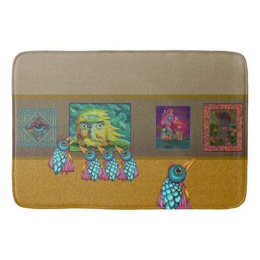 ギャラリーでの鳥たち バスマット (正面)