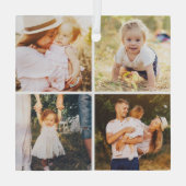 ギャラリーグリッド4枚の写真カスタムオーナメント ガラスオーナメント (裏面)