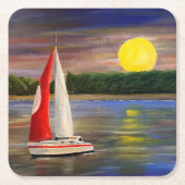 ギャリー・ポーリングによるサンセットセイル スクエアペーパーコースター (正面)