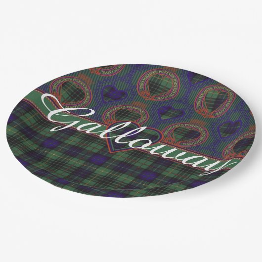ギャロウェーの一族の格子縞のスコットランドのキルトのタータンチェック ペーパープレート (アングル)