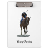 ギャロッピングのサラブレッド馬のクリップボード引用文 クリップボード (正面)