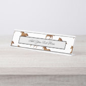 ギャロッピングマスタングホースブラウンウォ絵画ーターカラーズ デスクネームプレート (正面)