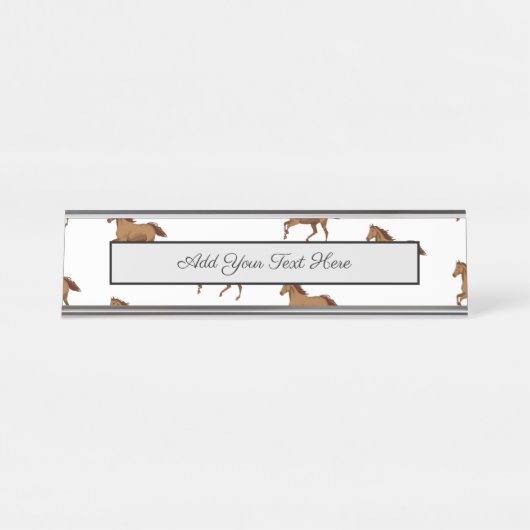 ギャロッピングマスタングホースブラウンウォ絵画ーターカラーズ デスクネームプレート (正面)