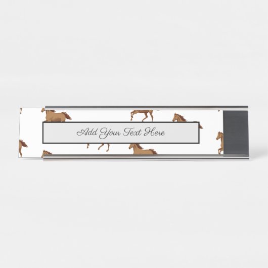 ギャロッピングマスタングホースブラウンウォ絵画ーターカラーズ デスクネームプレート (正面)