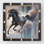 ギャロッピング芸術的馬 スクエア壁時計 (正面)