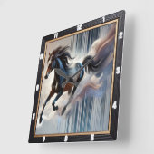 ギャロッピング芸術的馬 スクエア壁時計 (傾斜)