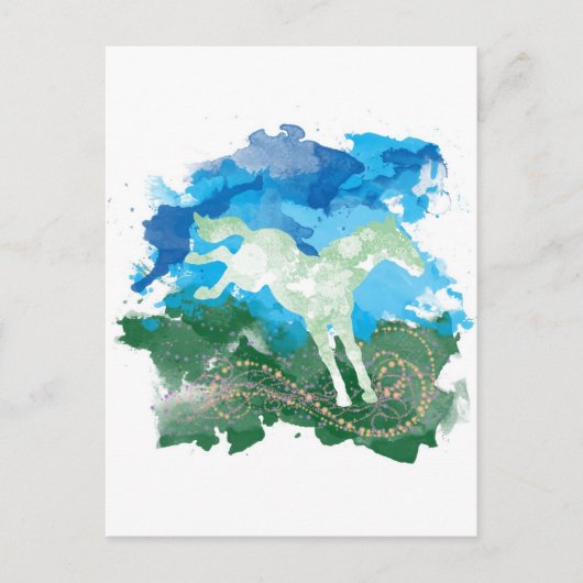 ギャロッピング馬のデザイン ポストカード (正面)