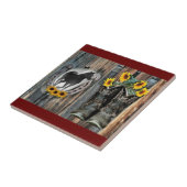 ギャロッピング馬カウボーイブーツホースシューズヒマワリ タイル (側面)