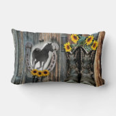 ギャロッピング馬カウボーイブーツホースシューズヒマワリ ランバークッション (裏面)