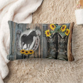 ギャロッピング馬カウボーイブーツホースシューズヒマワリ ランバークッション (ブランケット)