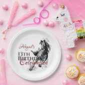 ギャロピパーソナライズされたング馬スケッチ誕生日 ペーパープレート (パーティー)