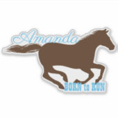 ギャロピランニングングの馬のシルエットパーソナライズされた シール (正面)