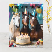 ギャロピンインおもしろい:馬の誕生祝い カード (黄色い花)