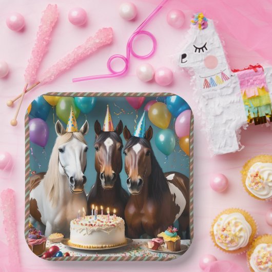 ギャロピンインおもしろい：馬の誕生祝い ペーパープレート (パーティー)