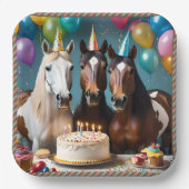 ギャロピンインおもしろい：馬の誕生祝い ペーパープレート (正面)