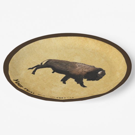 ギャロピンバイソンオンオールド紙 ペーパープレート (アングル)
