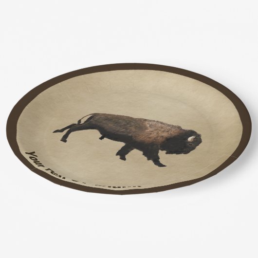 ギャロピンバイソンオンオールド紙 ペーパープレート (アングル)
