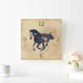 ギャロピンピントアメリ絵を描カルスタリオンホース スクエア壁時計 (ホーム)