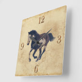 ギャロピンピントアメリ絵を描カルスタリオンホース スクエア壁時計 (傾斜)