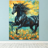 ギャロピンブラックスタリオン キャンバスプリント (インサイチュ (ウッドフロア))