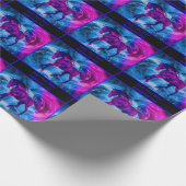 ギャロピンブラックホースパーソナライズされたファンタジー ラッピングペーパー (角)