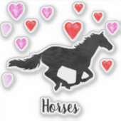 ギャロピンホースの水の色シルエットハート シール (正面)