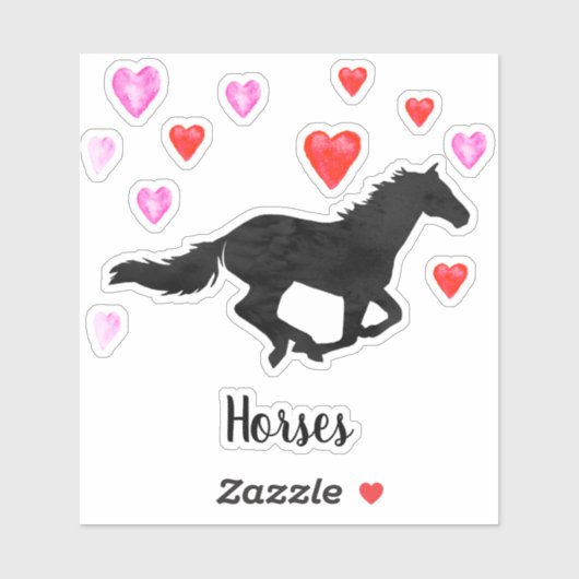 ギャロピンホースの水の色シルエットハート シール (シート)