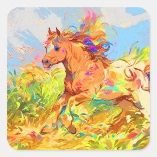ギャロピンポニー – Children's Book Art スクエアシール