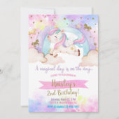 ギャロピンユニコーン女の子の魔法の誕生日招待状。 招待状 (正面)
