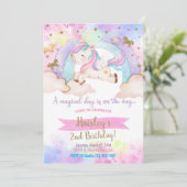 ギャロピンユニコーン女の子の魔法の誕生日招待状。 招待状 (スタンド正面)