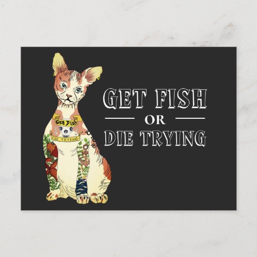 ギャングおもしろいスタースフィンクス猫タトゥーイラストレーション ポストカード (正面)