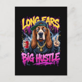 ギャングおもしろいバスセットハウンドストリートウェアデザイン シーズンポストカード (正面)