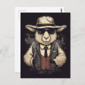 ギャングおもしろい羊AIアート ポストカード (正面/裏面)