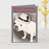 ギャングのフランスのブルドッグ汚い動物のクリスマス カード (黄色い花)