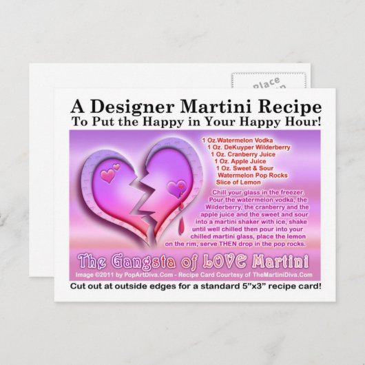 ギャングオブラブヴァレンティーンズデイマルティーニレシピカード ポストカード (正面/裏面)