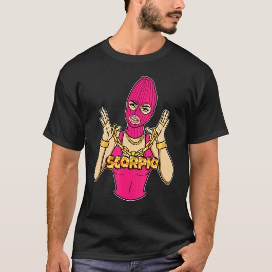 ギャングガール蠍座仮面ギャング女性と囲碁 Tシャツ (正面)